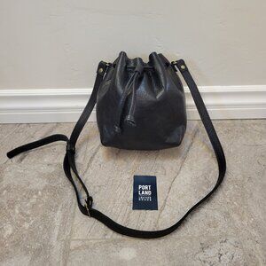 Portland Leather Goods small Bucket Bag in pebbled black